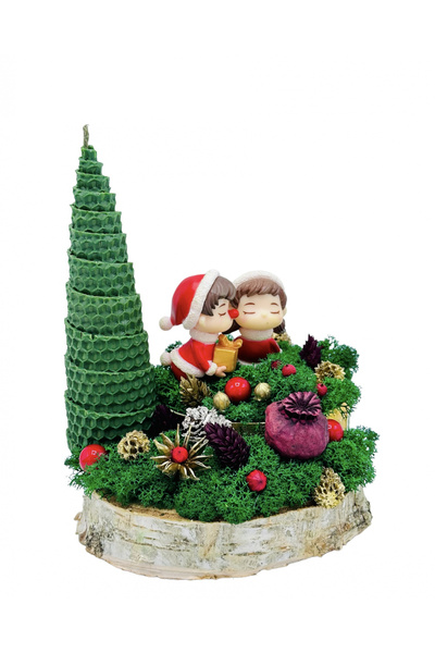 Eventissimi Decoratiune de Craciun cu licheni, lumanare si plante naturale (V...