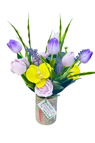 Eventissimi Aranjament cu lalele, orhidee si trandafiri in vas ceramic (Multi...