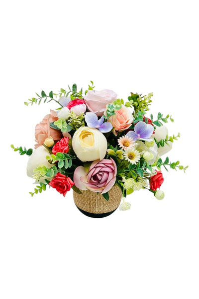 Eventissimi Aranjament cu plante artificiale in ghiveci ceramic, cromatica pe...