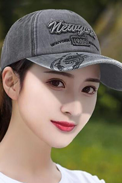 Giraffe Yıkamalı Eskitme Görünümlü Retro Pamuklu Siyah Beyzbol Cap Şapka