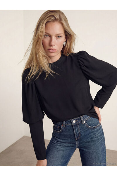 LC Waikiki Peak New Season Balloon Sleeve Satin Blouse