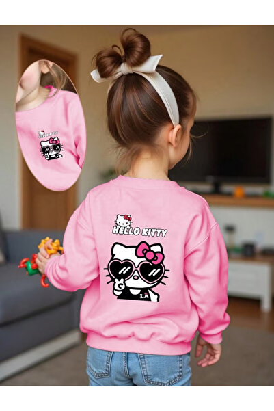 Baxia KIZ Çocuk BİSİKLET YAKA KARAKTER Baskılı Sweatshirt BEBE MAVİSİ PEMBE R...