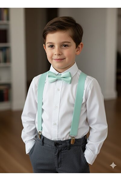 Baby Bakkal Set cu papion și bretele reglabile pentru pantaloni (1-9) ani