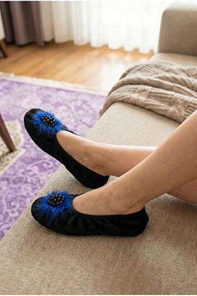 Mijja Velvet, Stoned and Furry Home Slippers, Daily Gift, Hajj Umrah Dowry Gi...