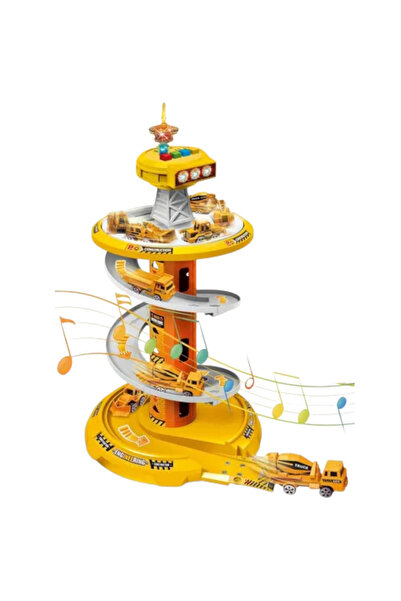 Creative World Toys Garaj cu alee circulară pe 3 niveluri, sistem audio, moch...