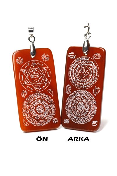 ILGIN DOĞAL TAŞ TAKI Çift Taraflı Hilye-i Şerif ve Mühr-ü Süleyman Yazılı Yem...