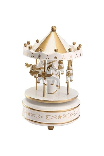 Carlburn #MüzikKutusu Atlı Karınca Gold Beyaz Renk Kurmalı Retro Mekanizma De...