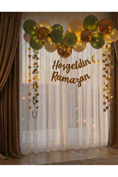 ozbience Hoşgeldin Ramazan Gold Yazı Ledli Zincir Balon Seti, Ramazan Süsleme...