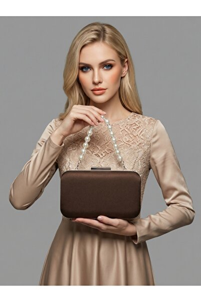 Wedding Fashion Brown Z.A.R.A. Satin Crystal Stone Embroidered Chain Women's ...