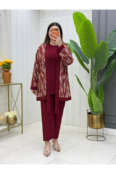 Modam Bella Plus Size Patterned Lace Three-Piece Set