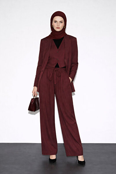 Markazzi Γυναικείο παντελόνι βισκόζης με φαρδιά μπατζάκια και ζώνη στη μέση -...