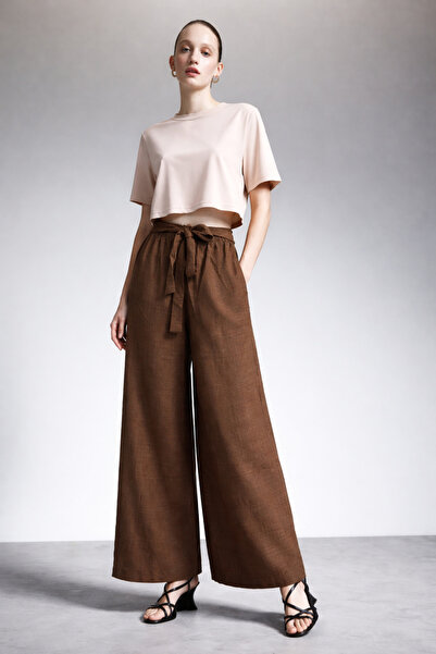 Markazzi Women's Wide-Leg Viscose Trousers with Belt - Emerald Green