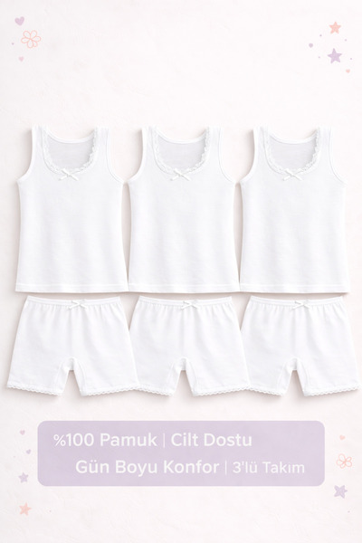 mini kanka Σετ Σορτς Αθλητικά για Κορίτσια 100% Βαμβάκι – Λευκό Σετ Εσωρούχων...