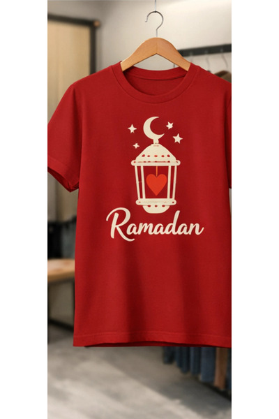 Pink Sky Ramadan Kareem Patterned Unisex Cotton Summer T-Shirt