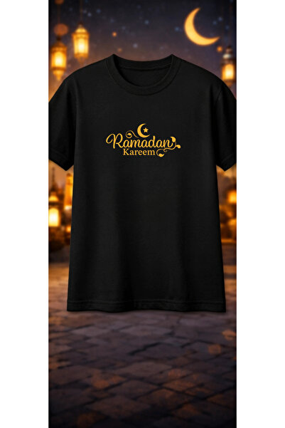 Pink Sky Ramadan Kareem Patterned Unisex Cotton Summer T-Shirt