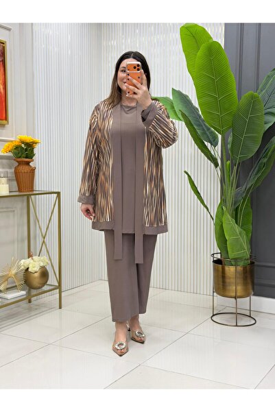 Modam Bella Plus Size Patterned Lace Three-Piece Set