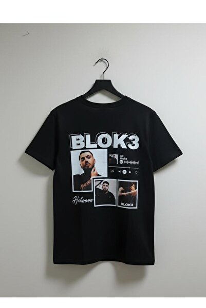 VAYNOR Unisex Oversize T-Shirt - blok 3 Baskılı Pamuklu Bisiklet Yaka T-Shirt