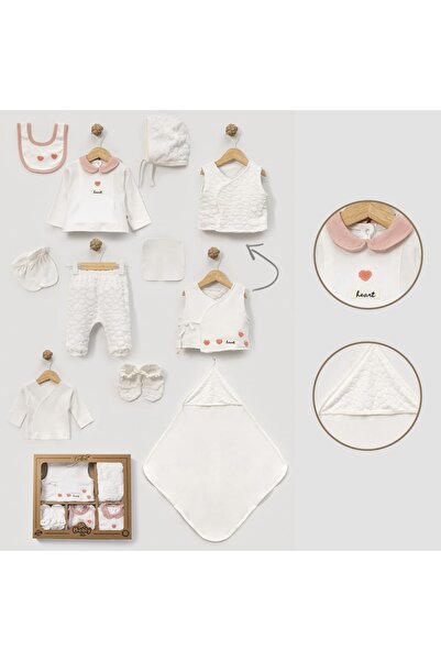 BEBLY Baby Girl Jacquard Towel Heart Combed Cotton 10 Piece Hospital Discharg...