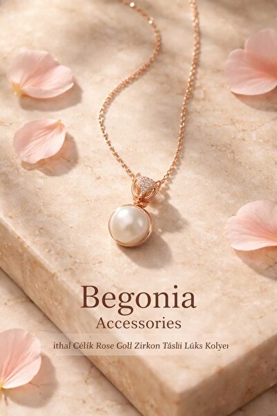 UygunGümüşçülük طقم سلسلة قلادة من الفولاذ المستورد باللون الذهبي الوردي مع أ...