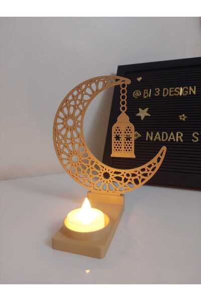 ozbience İslami Ay Yıldız Camı Dekoratif LED Mumluk, Ramazan ve Kandil İçin Şık