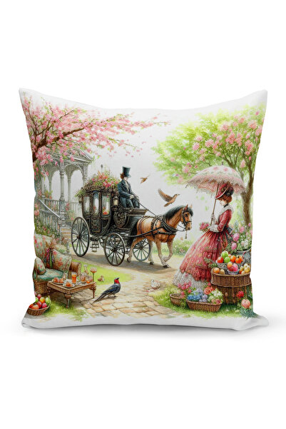 Bertille Home Husă de pernă cu imprimare digitală pe două fețe, seria Spring ...