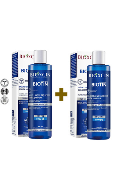 Bioxcin Biotin Shampoo Against Hair Loss 2x300 ML for All Hair Types