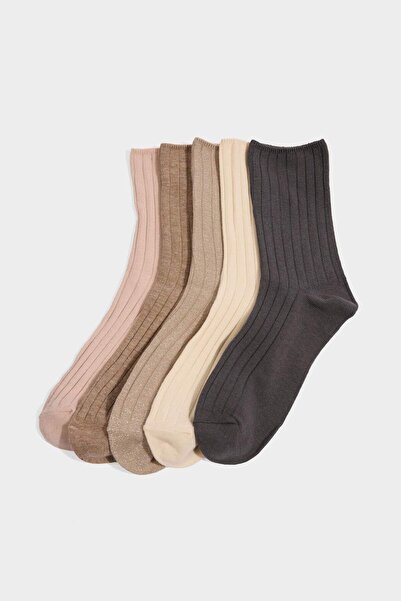 DeFacto Women's 5-Pack Cotton Long Socks F5602Axns