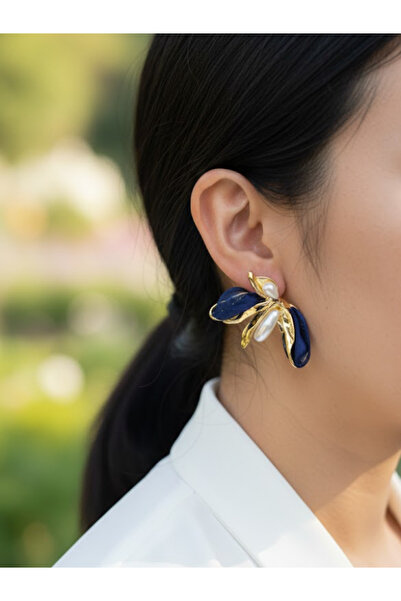 Leerybee أقراط نسائية من التول على شكل ورقة لؤلؤية