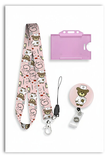 Mia Aurora Ayıcık Desenli Sağlık Temalı Boyun Askı İpi 3lü Set Makaralı Yaka ...