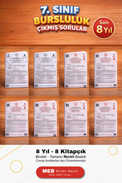 Yetsis Yayınları 7. Sınıf Bursluluk Sınavı Çıkmış Sorular - Son 8 Yıl MEB Bir...