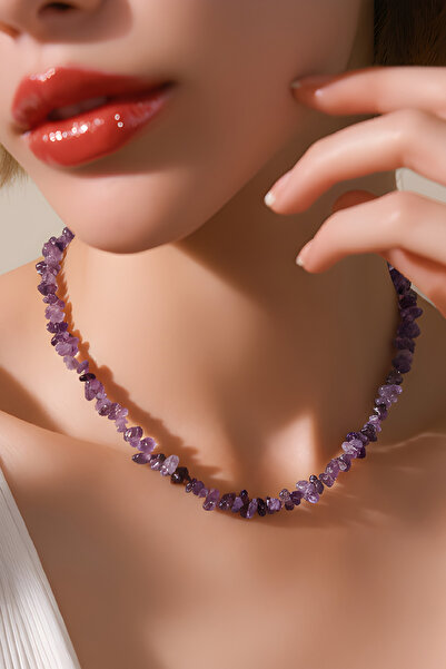 NBS Beautiful Naturel Stones Ametist Women's Natural Stone Necklace