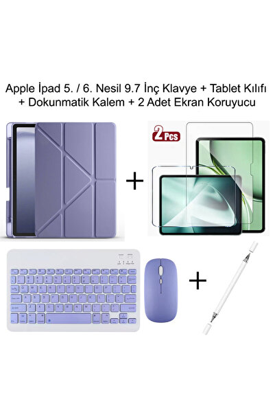 Yesnıce İpad 5. / 6. Nesil 9.7 İnç Uyumlu Kalem Bölmeli Uyku Modlu Tablet Kıl...