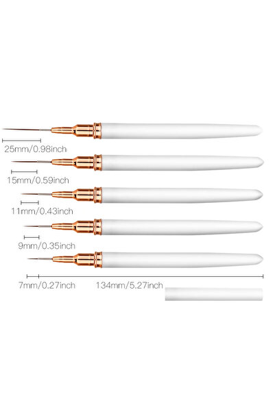 Choice WHITE 5PCS Nail Art Liner Brush Set For UV Gel French Stripe Line Pain...