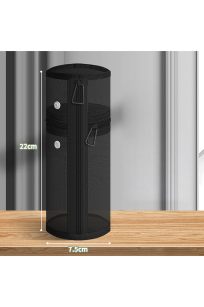 Choice Black 【Peace】Mesh Dual-use Makeup Brush Storage Bag Portable Brush Cas...