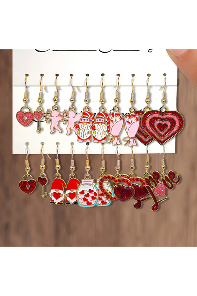 Choice طقم أقراط جديد من ستايل 3، بتصميم عصري لعيد الحب، مصنوع من المينا المع...