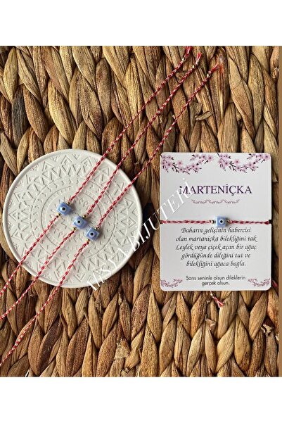 urgela Marteniçka Blue Square Glass Evil Eye Beaded 4-Piece Lucky Bracelet