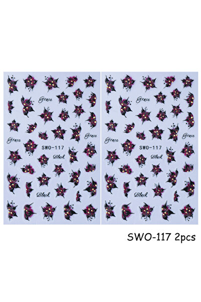 Choice SWO-117 2pcs 2pcs Hibiscus Flower Nail Art Sticker 3D Floral Textured ...