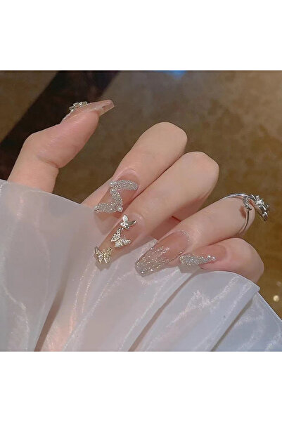 Choice Z168q ٢٤ قطعة أظافر صناعية طويلة بتصميم فراشة رقص بنوم بنه، تغطية كامل...