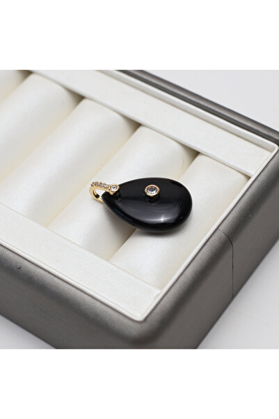 Choice قطعتان من أحجار العقيق الأسود الطبيعية، تعليقات على شكل قطرة ماء من ال...