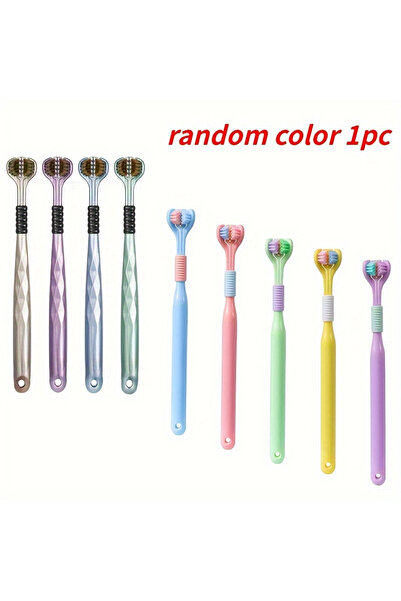 Choice 1pc random color 1pc Soft Bristle 3-sided Toothbrush Gentle Clean Adul...