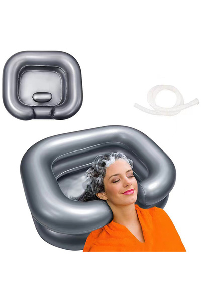 Choice1 grey Inflatable PVC Drain Tube Hair Washing Basin Portable Foldable B...