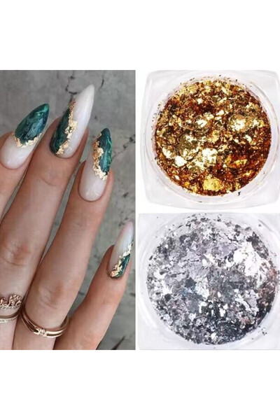 Choice 2 pcs Golden Foil Flakes - Nail Foils Gold Foil For Nail Art, DIY Arts...