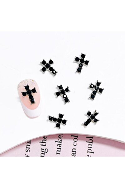 Choice Black diamond 10Pcs Alloy Full Glitter Rhinestones Cross Nail Charms G...