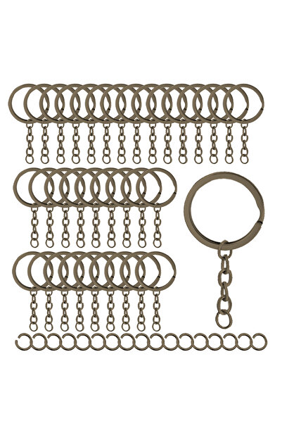 Choice 50PCS Bronze 15/30/50 pieces Flat key ring chain and jump Ring bulk Ki...