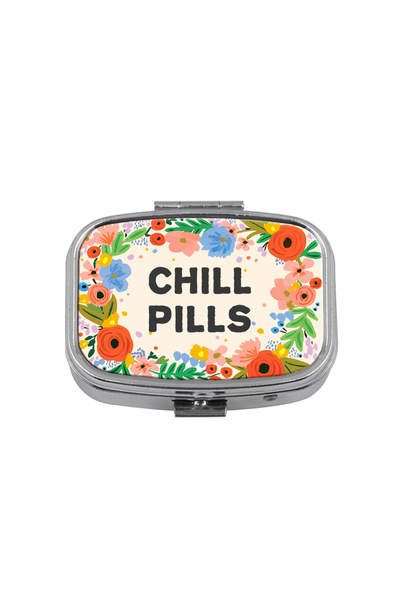 Choice4 9 اقتباس علبة أدوية معدنية ذات قسمين، محمولة للسفر، مزينة، محكمة الإغ...