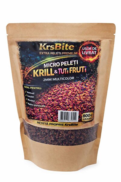 KrsBite Micro Pelete Krill & Tuti Fruti – 2 mm, Multicolor