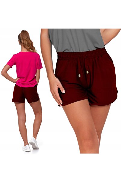MORAJ Women's Short Tracksuit Shorts Maroon Tiered Comfortable