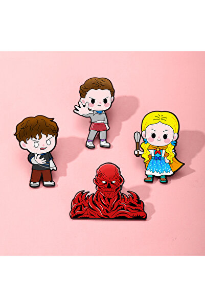 Choice مجموعة دبابيس مينا مكونة من 4 قطع، بتصميمات ديموجورجون اللطيفة، وزهرة ...