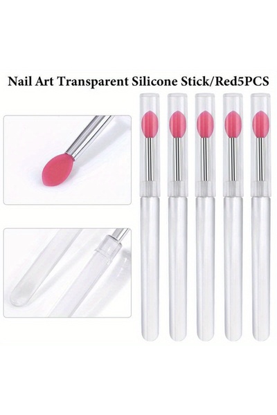 Choice Red 5Pcs 5pcs Multifunctional Nail Art Transparent Silicone Brush, Nai...