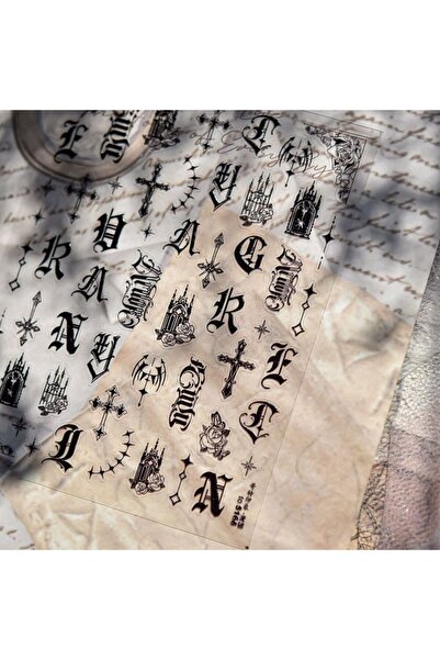 Choice BLACK Thin and Tough Nail Stickers 3D Dark Gothic Impression Self Adhe...